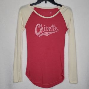 Red & Cream Raglan Chivette Long Sleeve Tee